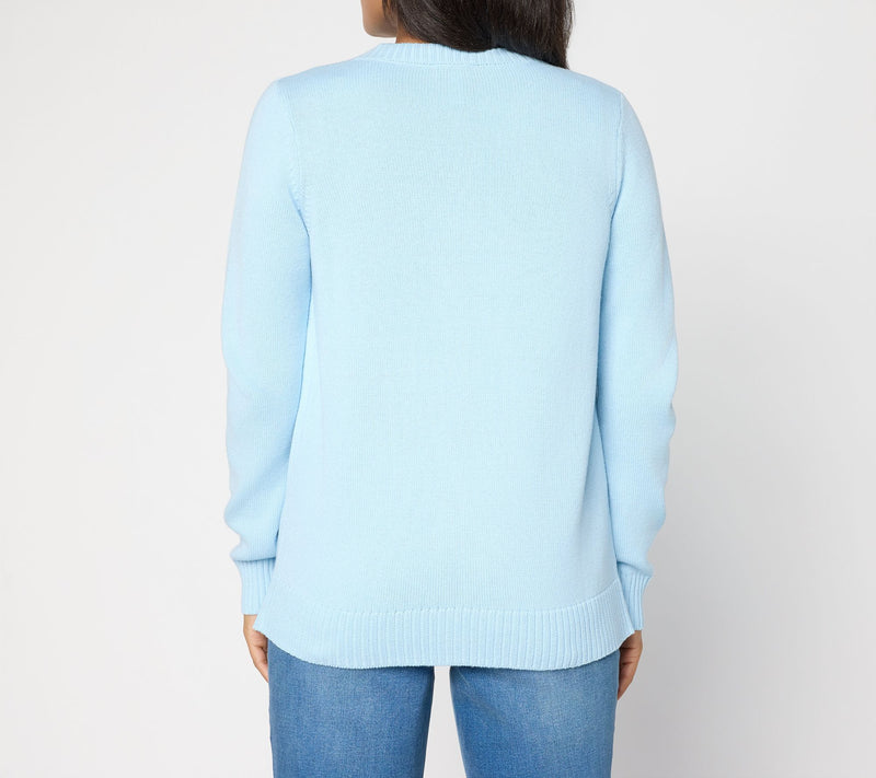Denim & Co. Button Front Sweater Cardigan with Cable Detail — View 4