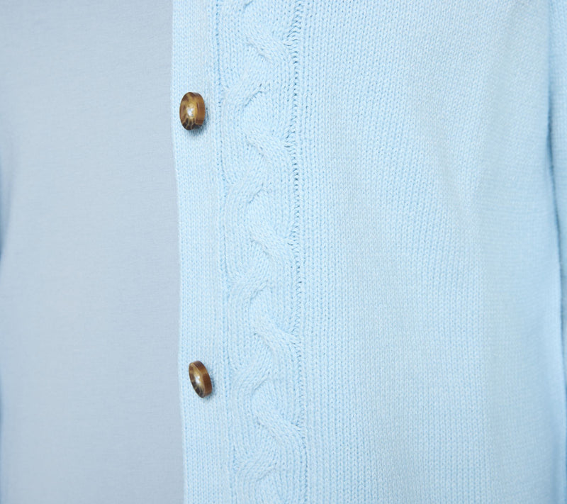Denim & Co. Button Front Sweater Cardigan with Cable Detail — View 6