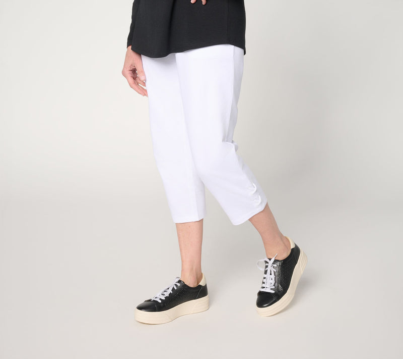 Denim & Co. Active Regular French Terry Crop Pant w/ Lace-Up Detail — View 13