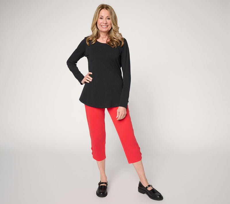 Denim & Co. Active Regular French Terry Crop Pant w/ Lace-Up Detail — View 5