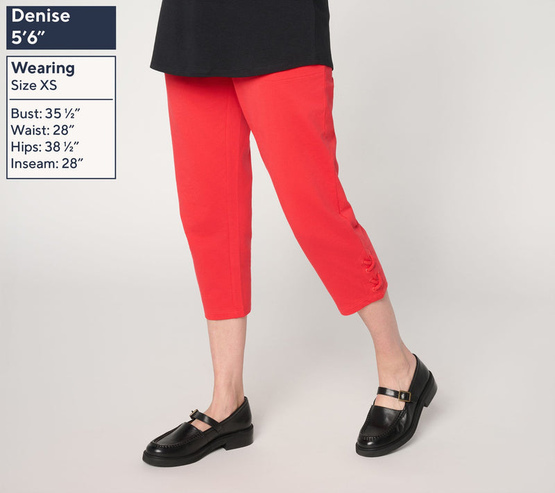 Denim & Co. Active Regular French Terry Crop Pant w/ Lace-Up Detail — View 3