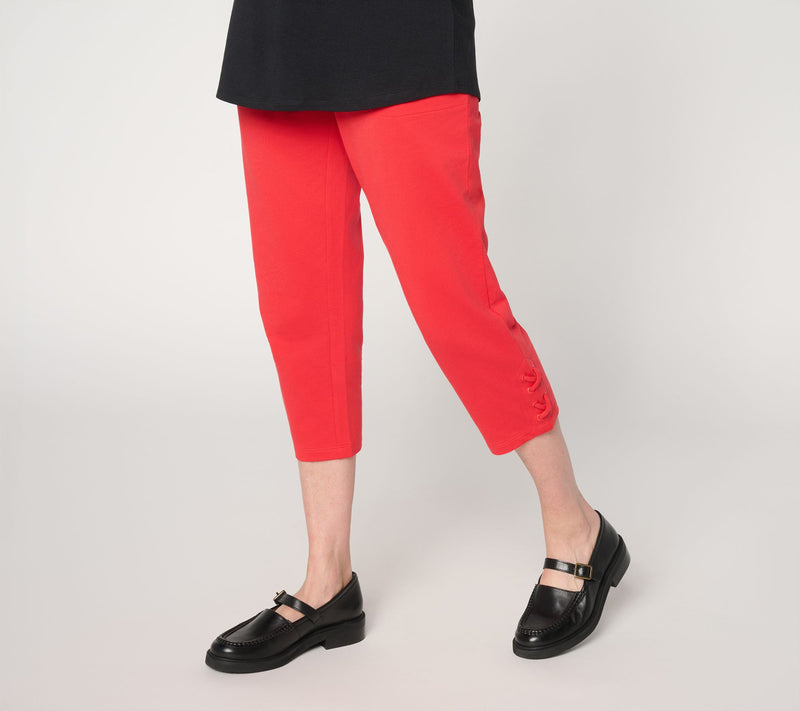 Denim & Co. Active Regular French Terry Crop Pant w/ Lace-Up Detail — View 16