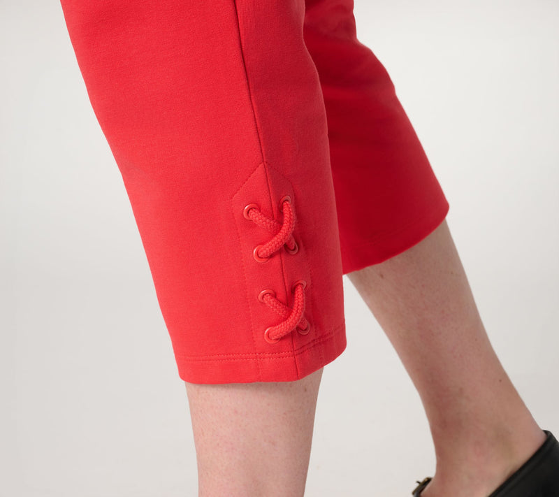 Denim & Co. Active Petite French Terry Crop Pant w/ Lace Detail — View 6