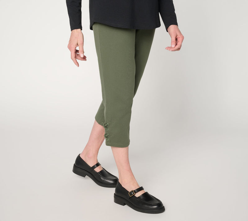 Denim & Co. Active Petite French Terry Crop Pant w/ Lace Detail — View 14