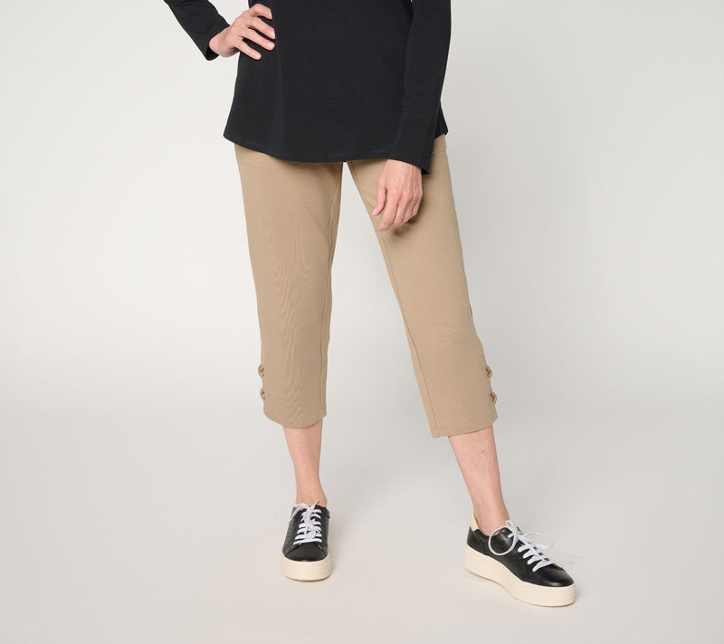 Denim & Co. Active Petite French Terry Crop Pant w/ Lace Detail — View 15