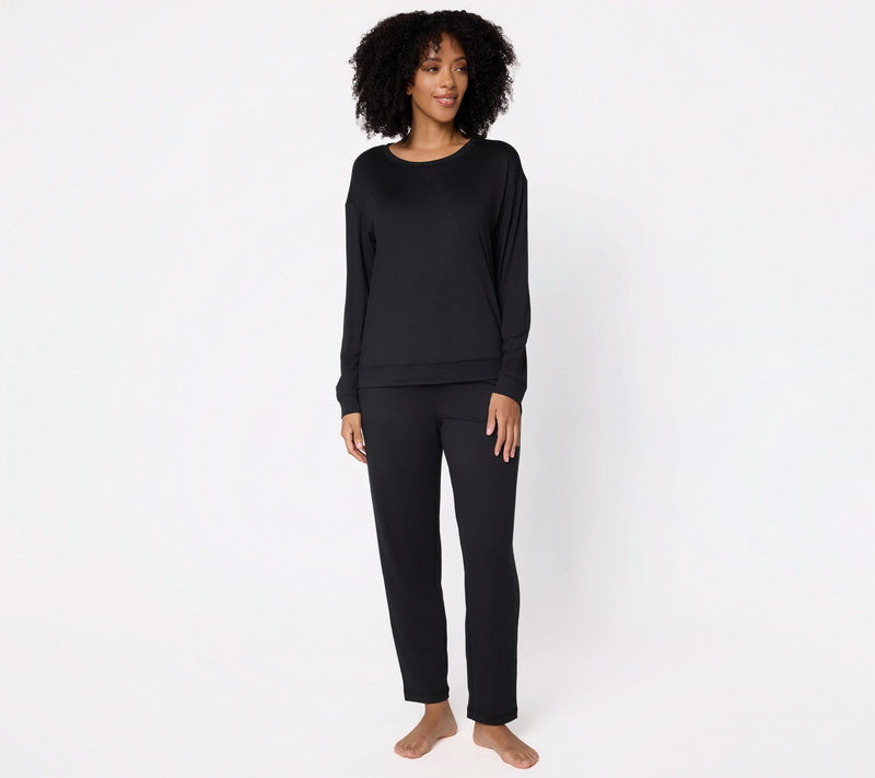 AnyBody Petite Lush Jersey Long Sleeve Top and Ankle Pants — View 3