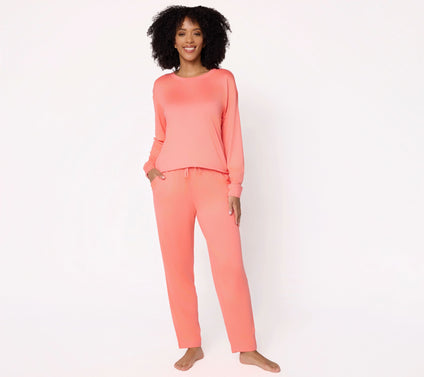 AnyBody Tall Lush Jersey Long Sleeve Top and Ankle Pants