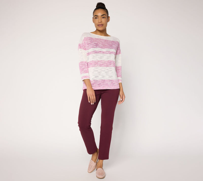 Women with Control Dolman Sleeve Striped Knit Top — View 10