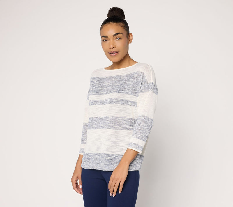 Women with Control Dolman Sleeve Striped Knit Top — View 5