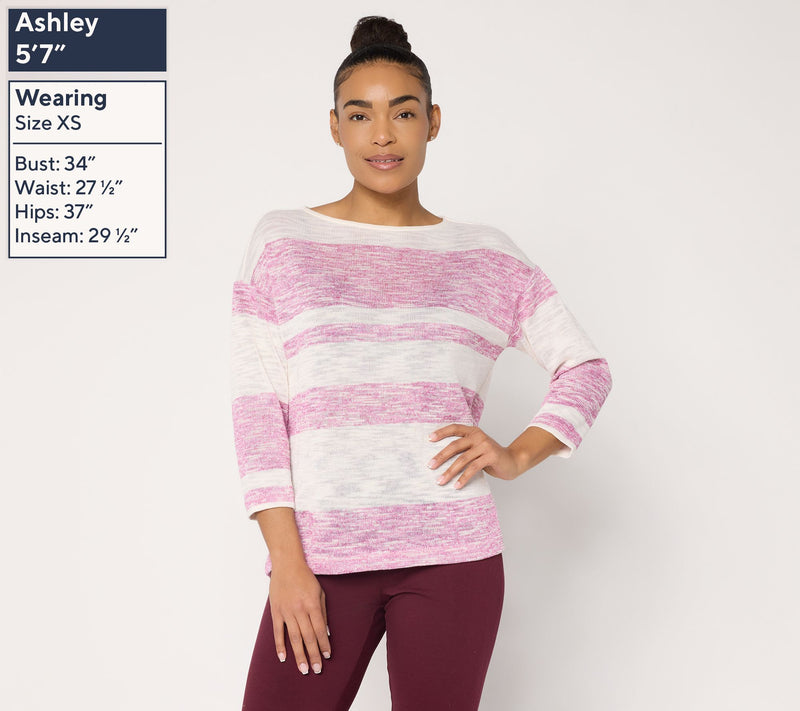 Women with Control Dolman Sleeve Striped Knit Top — View 8