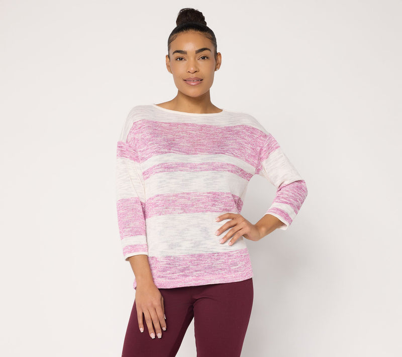 Women with Control Dolman Sleeve Striped Knit Top — View 7
