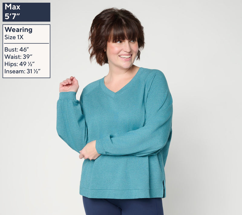 AnyBody Cozy Knit French Terry V-Neck Top — View 2