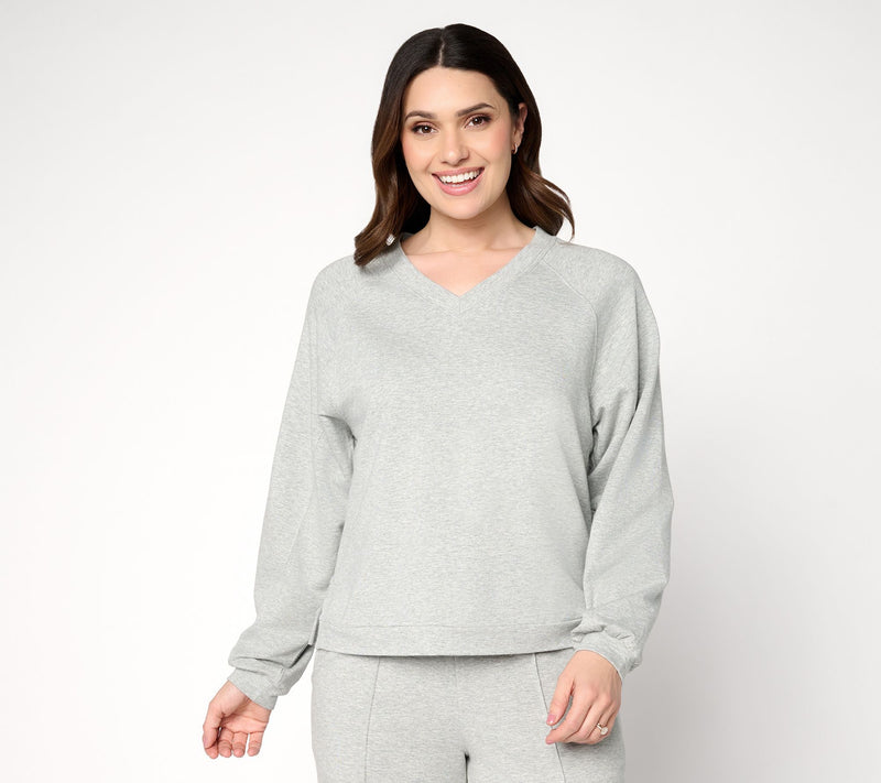 AnyBody Cozy Knit French Terry V-Neck Top — View 19