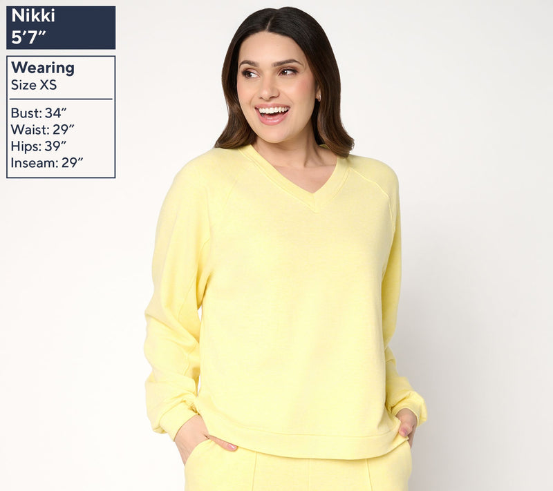AnyBody Cozy Knit French Terry V-Neck Top — View 3