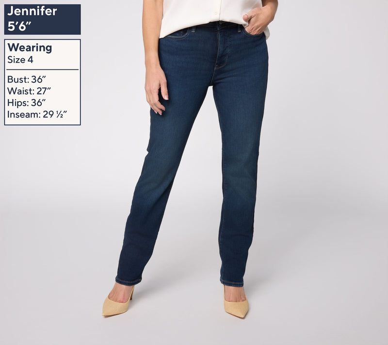 NYDJ Sheri Slim Straight Regular Full Length Jeans — View 12