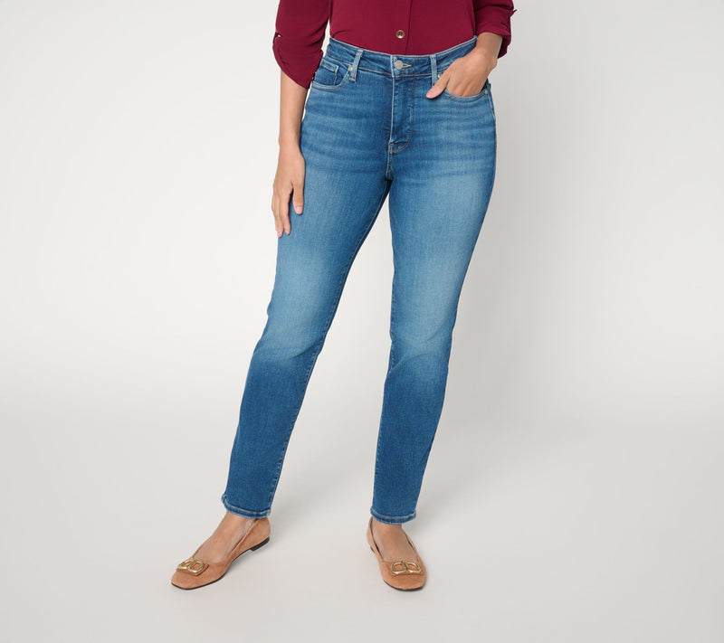 NYDJ Sheri Slim Straight Regular Full Length Jeans — View 7