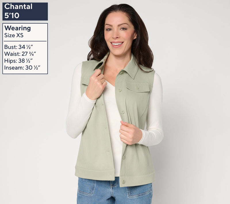 Denim & Co. Comfy Knit Air Indigo or Color Vest — View 3