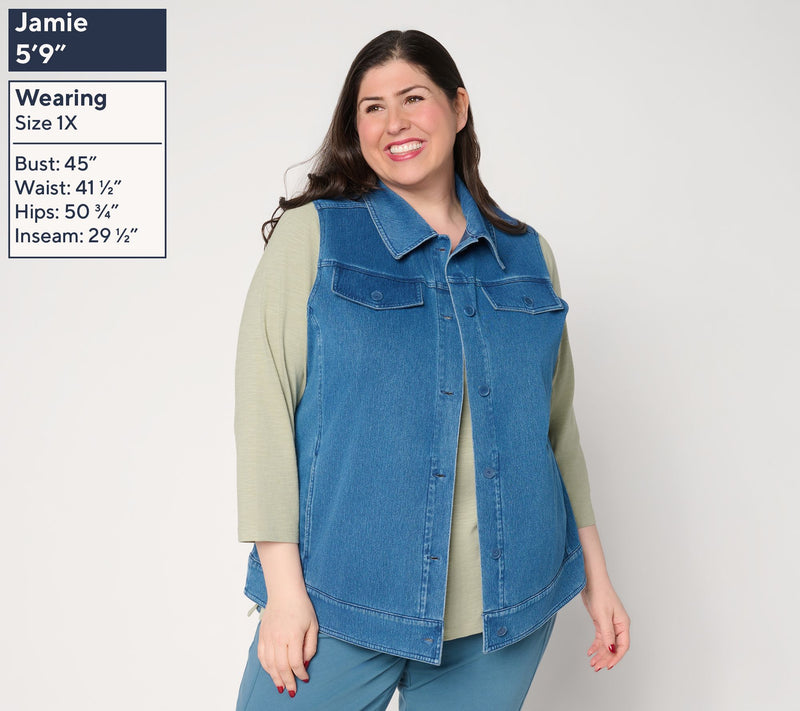 Denim & Co. Comfy Knit Air Indigo or Color Vest — View 2