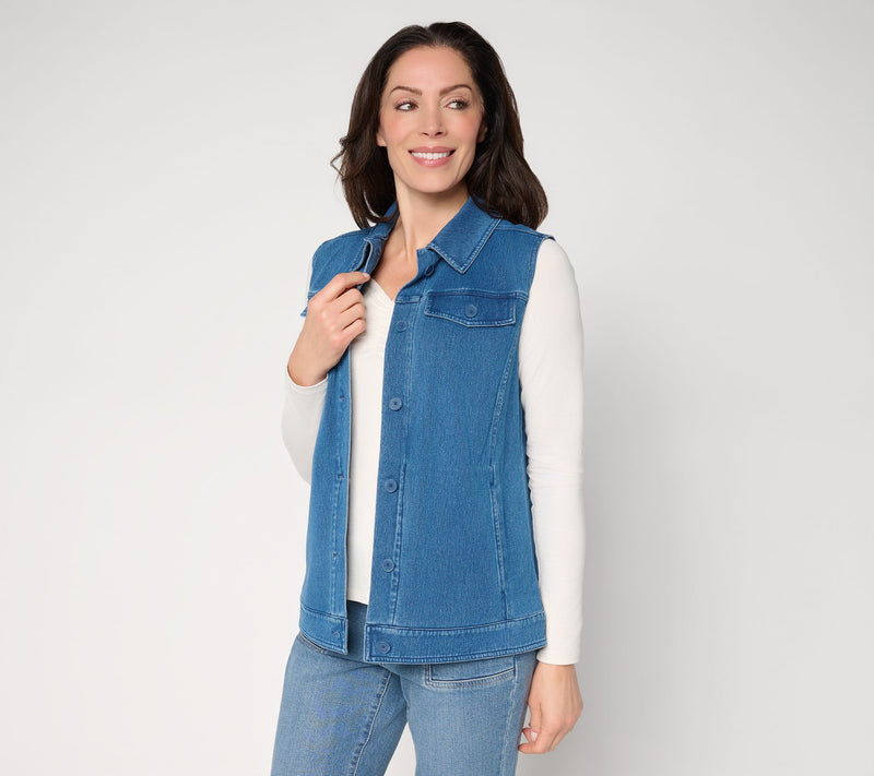Denim & Co. Comfy Knit Air Indigo or Color Vest — View 10