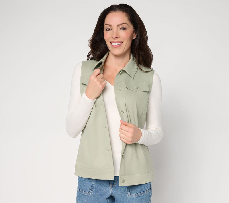 Denim & Co. Comfy Knit Air Indigo or Color Vest — View 12