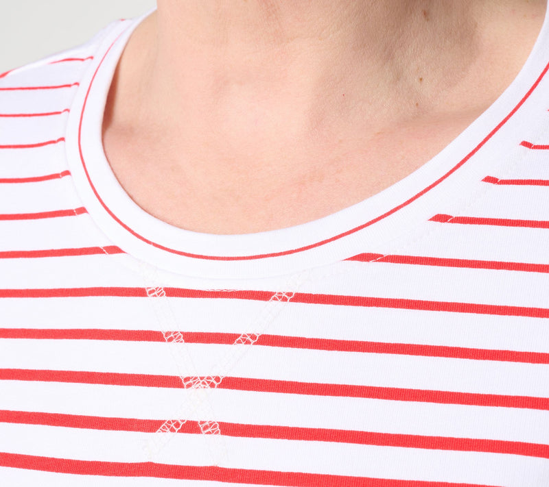 Denim & Co. Americana Striped French Terry Crew Neck Top — View 11