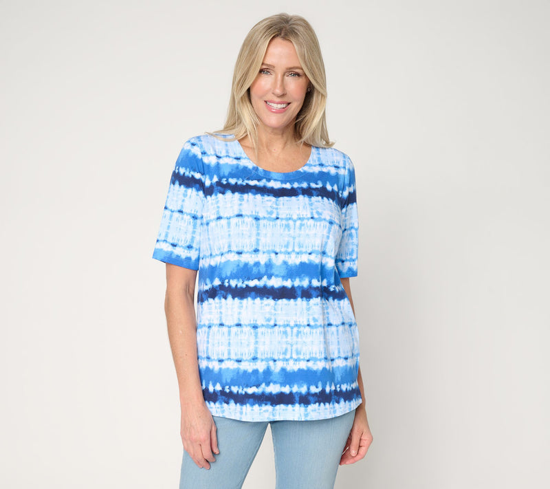 Denim & Co. Printed Favorite Jersey Elbow Sleeve Scoop Neck Top — View 10