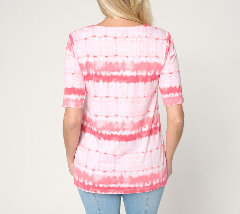 Denim & Co. Printed Favorite Jersey Elbow Sleeve Scoop Neck Top — View 4