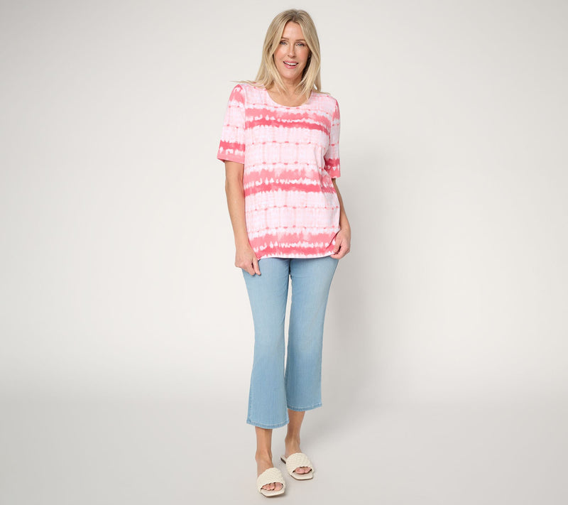 Denim & Co. Printed Favorite Jersey Elbow Sleeve Scoop Neck Top — View 5