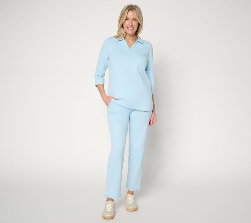 Denim & Co. Active French Terry Collared Top w/ Sleeve Detail — View 5