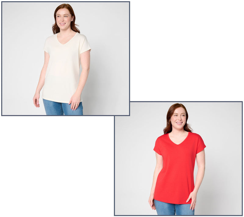 Denim & Co. Essentials Favorite Jersey 2-Pack Dolman Sleeve Tops — View 9