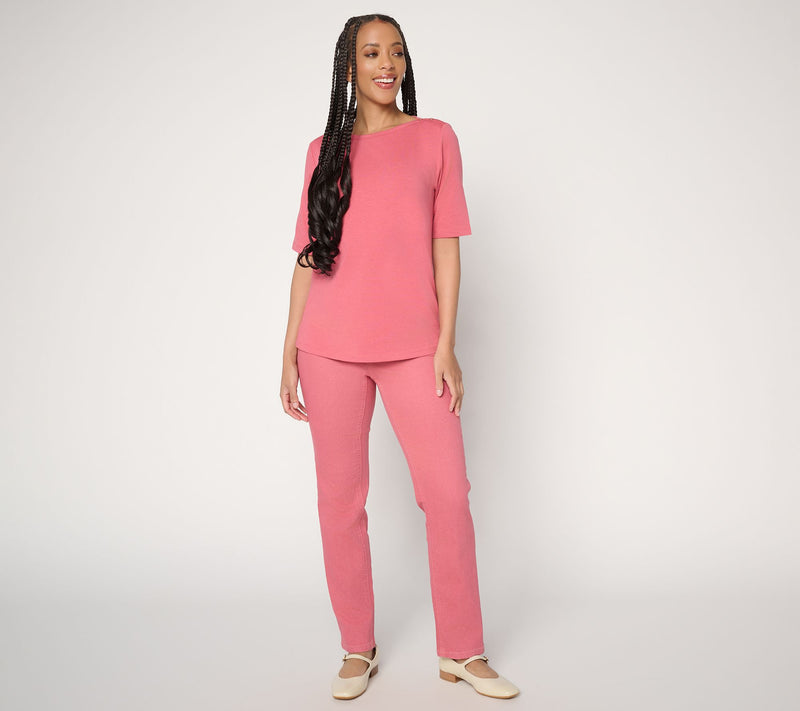 Denim & Co. Essentials Favorite Jersey Boat Neck Elbow Sleeve Top — View 7