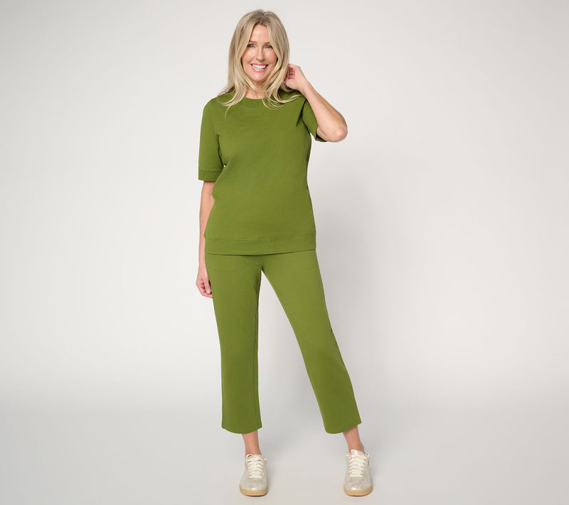 Denim & Co. Petite EasyWear French Terry Straight Leg Crop Pants — View 17