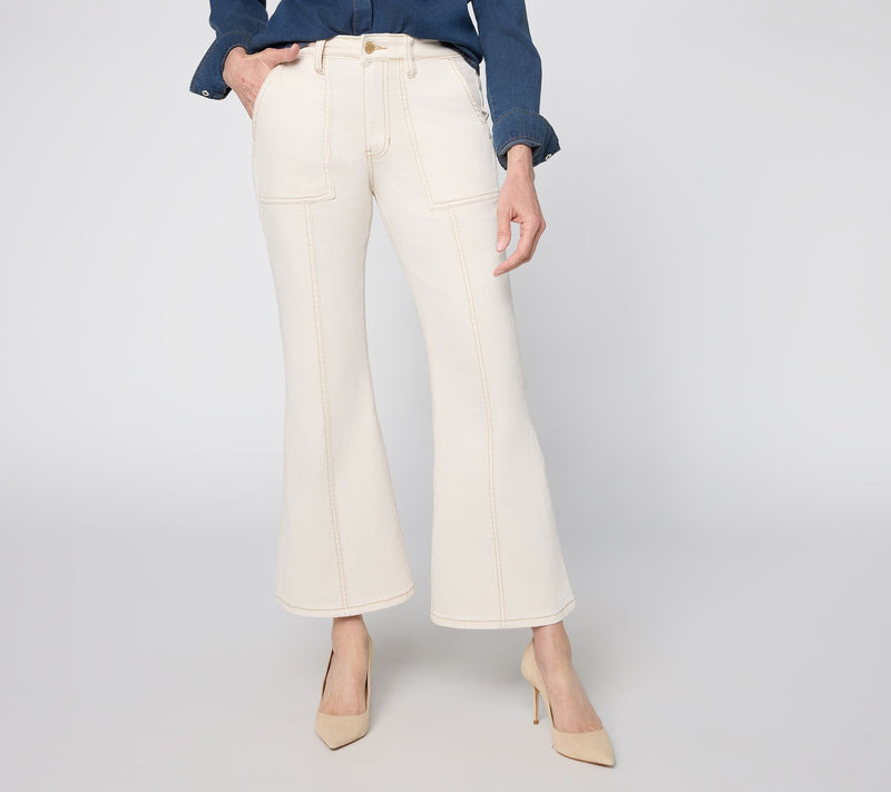 Liverpool Los Angeles Crop Jeans with Utility Details - Ecru Shore — Main view