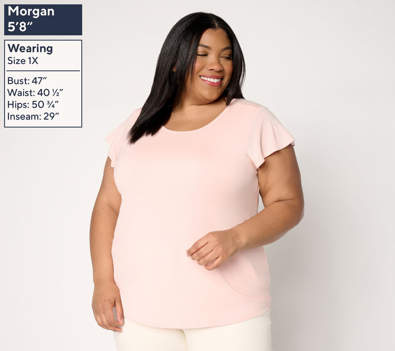 Anybody Soothing Knit Jersey Flutter Sleeve Tee with Support System — View 2