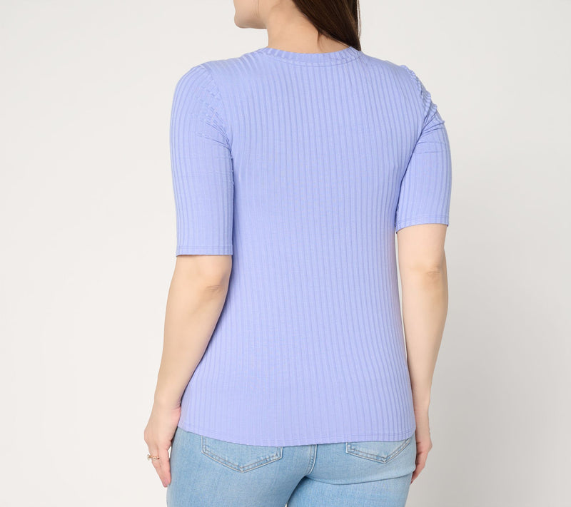 Anybody Radiant Rib Knit Square Neck Top with Support System — View 4