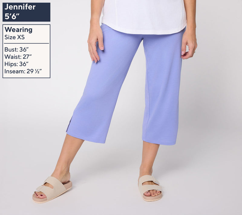 Anybody Regular Smooth Slub Knit Capri Pant with Side Slits — View 9