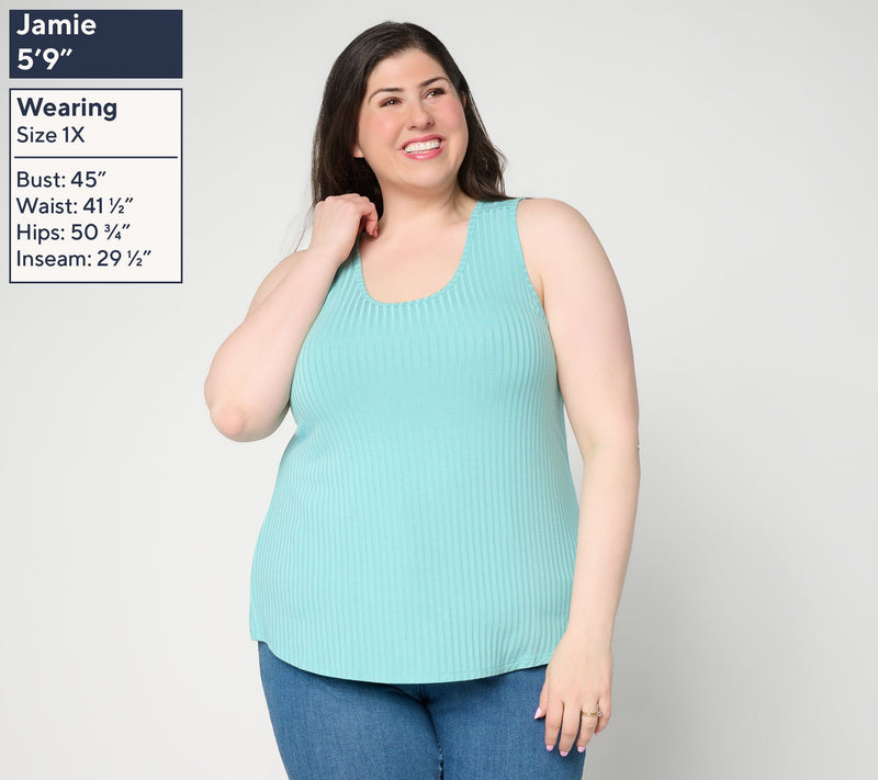 Anybody Radiant Rib Knit Fitted Tank with Support System — View 2