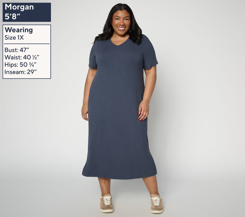 Anybody Radiant Rib Knit Midi Dress with Support System — View 2