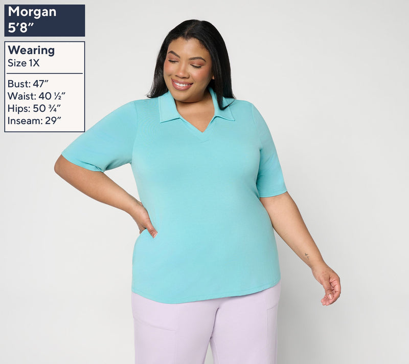Anybody Soothing Knit Jersey Collared Top with Support System — View 4