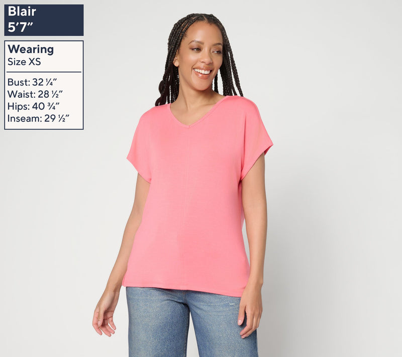 Anybody Micro Modal Brushed Knit Dolman Tee with Support System — View 2