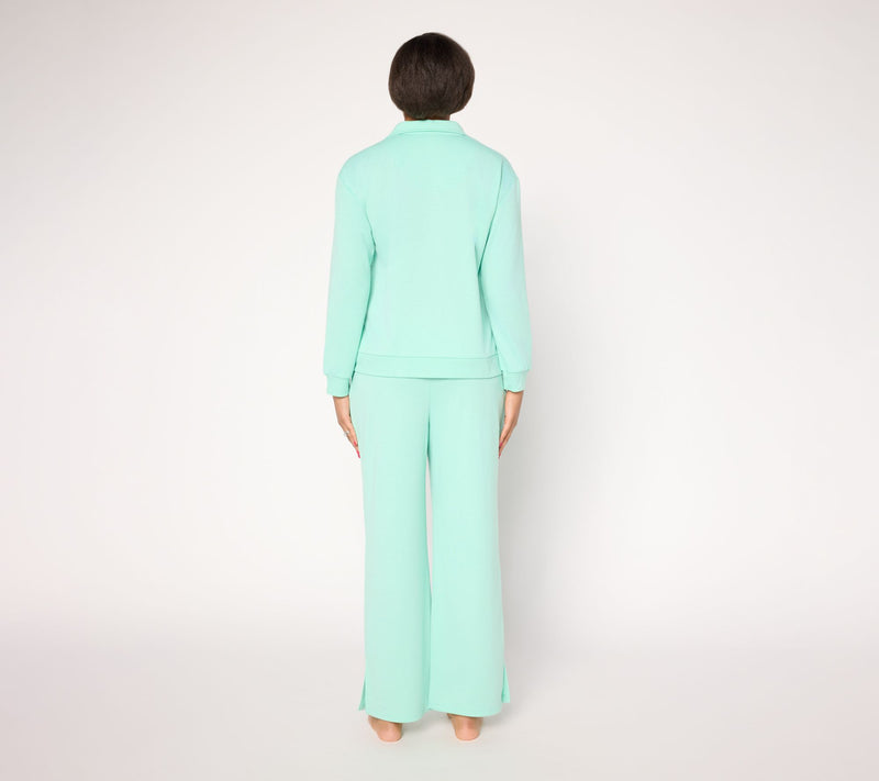 MUK LUKS Tall French Terry Quarter Zip and Pant Lounge Set — View 13
