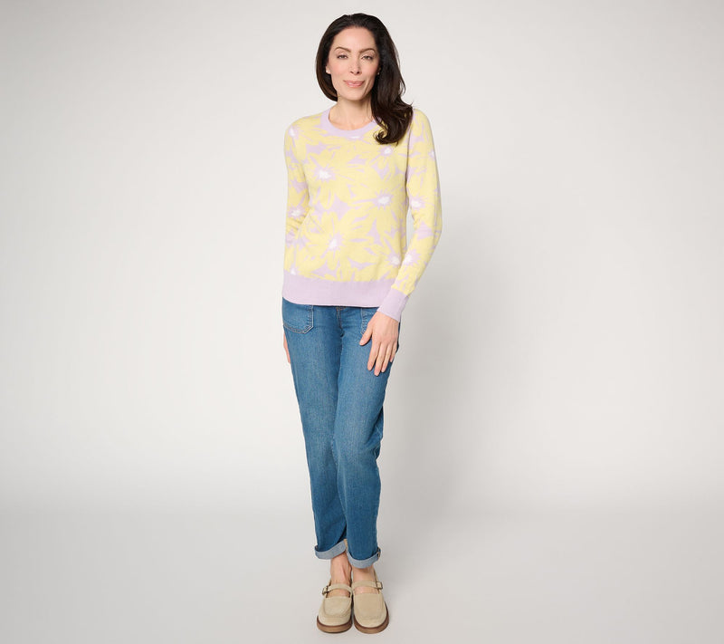 AnyBody Cotton Jacquard Crew Neck Pullover Sweater — View 5