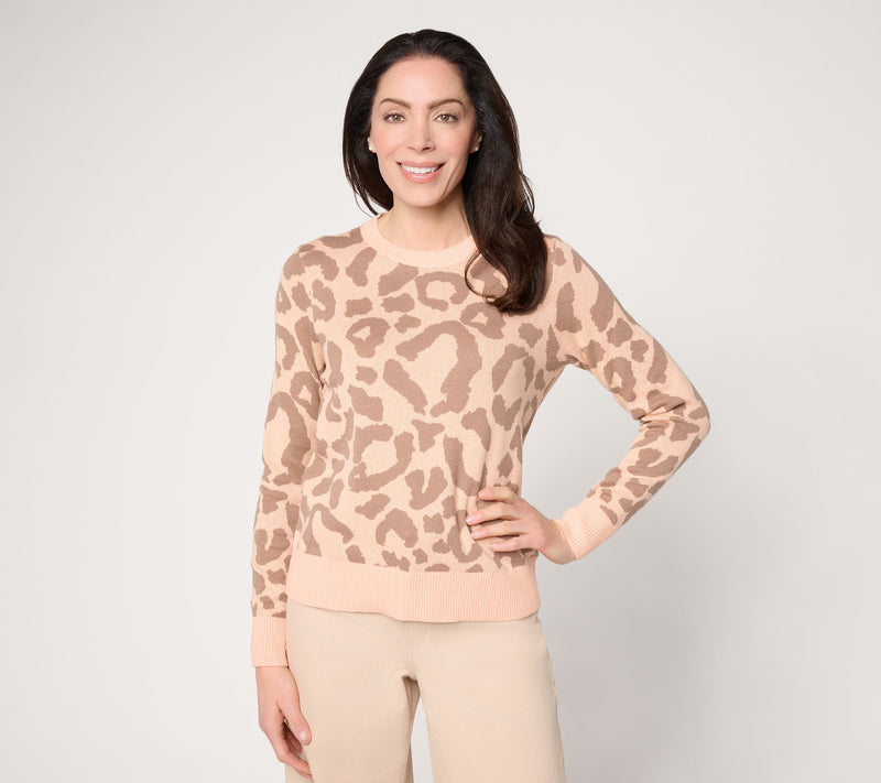 AnyBody Cotton Jacquard Crew Neck Pullover Sweater — View 10