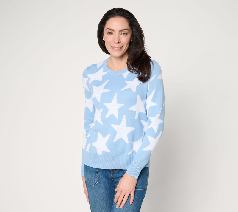 AnyBody Cotton Jacquard Crew Neck Pullover Sweater — View 11
