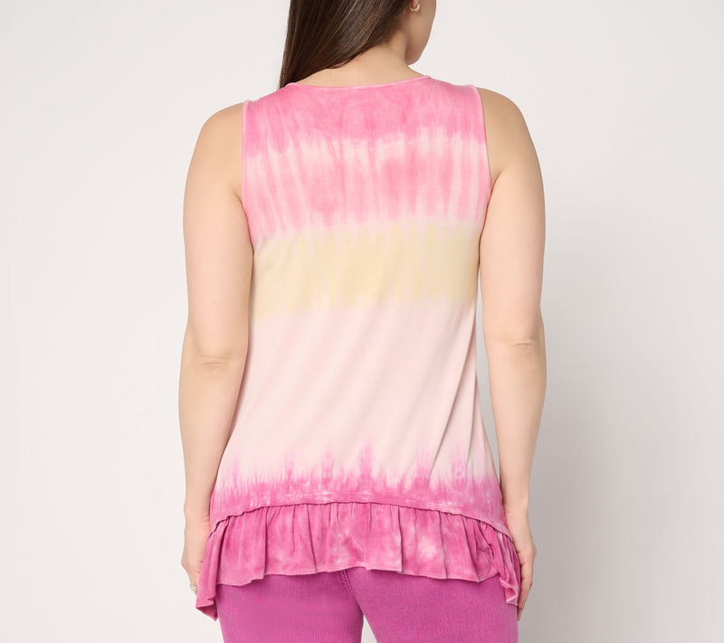LOGO Layers by Lori Goldstein Ruffle Hem Dye Effect Tank — View 4