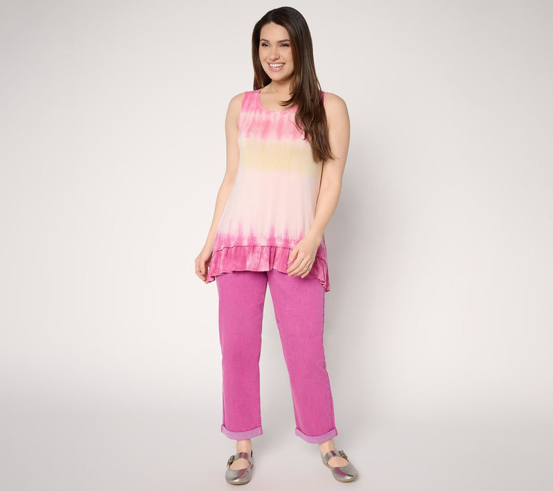LOGO Layers by Lori Goldstein Ruffle Hem Dye Effect Tank — View 5