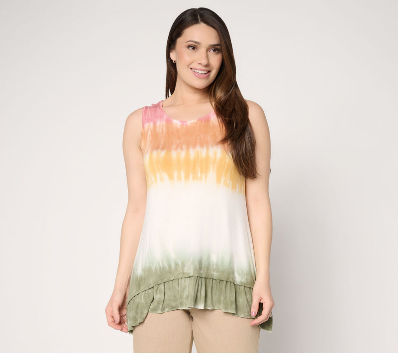 LOGO Layers by Lori Goldstein Ruffle Hem Dye Effect Tank — View 13