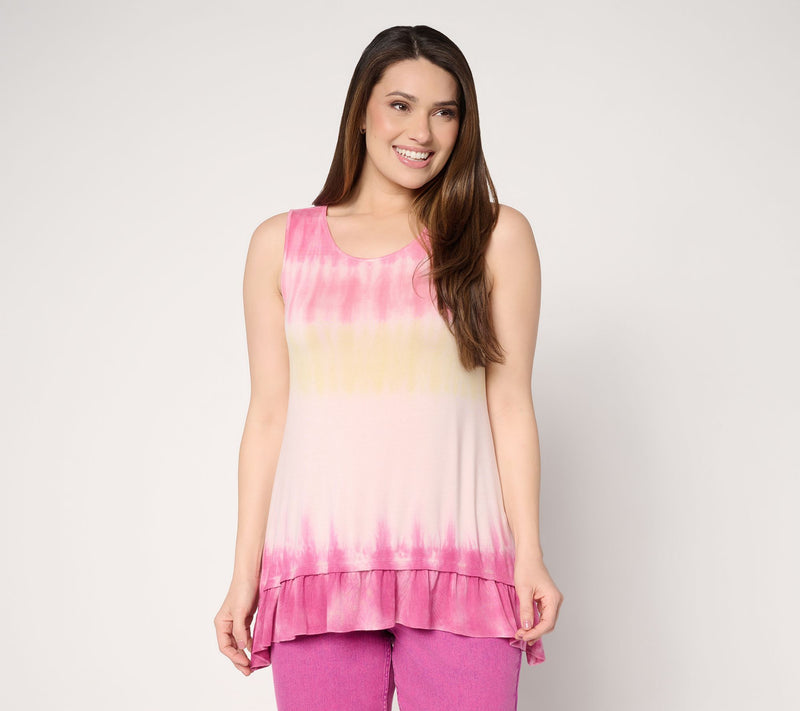 LOGO Layers by Lori Goldstein Ruffle Hem Dye Effect Tank — View 14