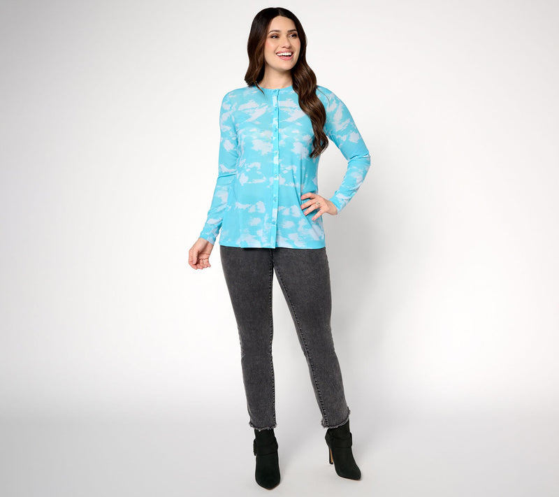 LOGO Layers by Lori Goldstein Printed Mesh Cardigan — View 4