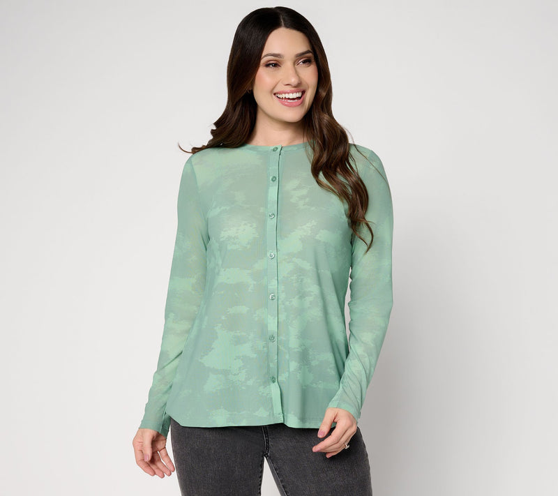 LOGO Layers by Lori Goldstein Printed Mesh Cardigan — View 10